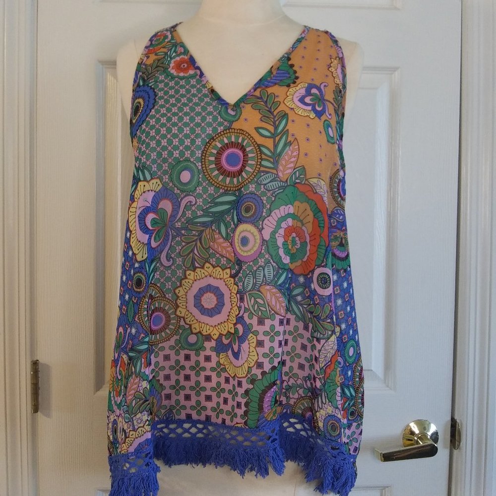 Umgee | Boho Blues Swing Top | S | New Bohemian Festival Colorful